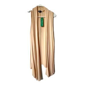 NEW Urban Coco Women's Cardigan Beige Open Front Sleeveless Vest Size Medium